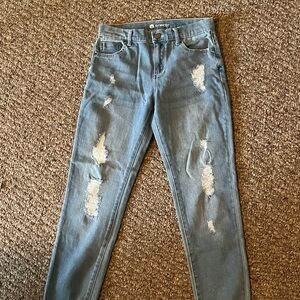 Tractr Girls Light Blue Distressed Denim
